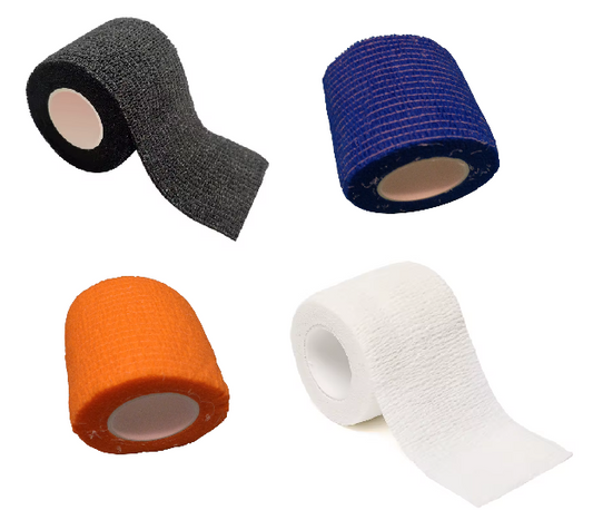 Selvklebende elastiske sportsbandasjer 5 meter lange og 5 centimeter brede. Ideell for Håndleddsbeskyttelse, ankelbeskyttelse og fotbeskyttelse.